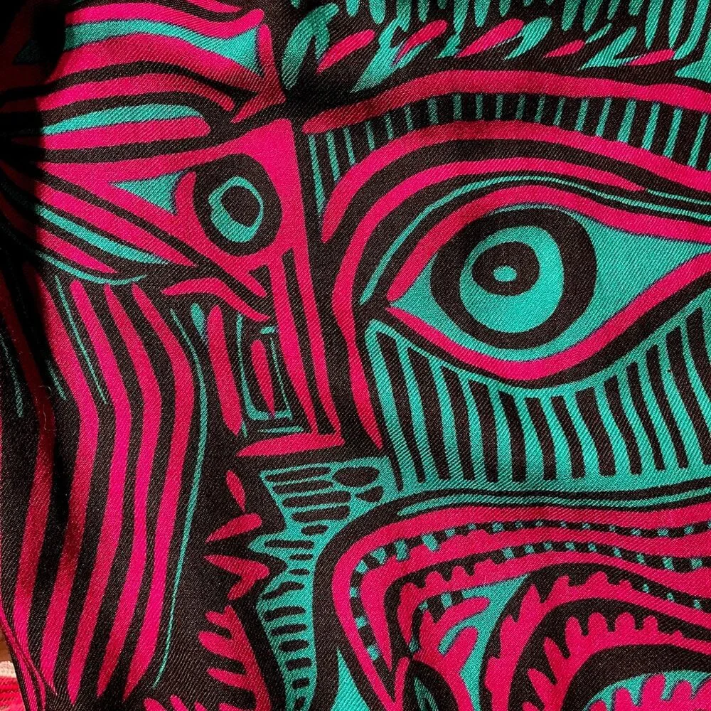 Vintage ‘Agatha Brown’ Italian Wool Vibrant Tribal Print Maxi Skirt Size 4 - Picture 6 of 11